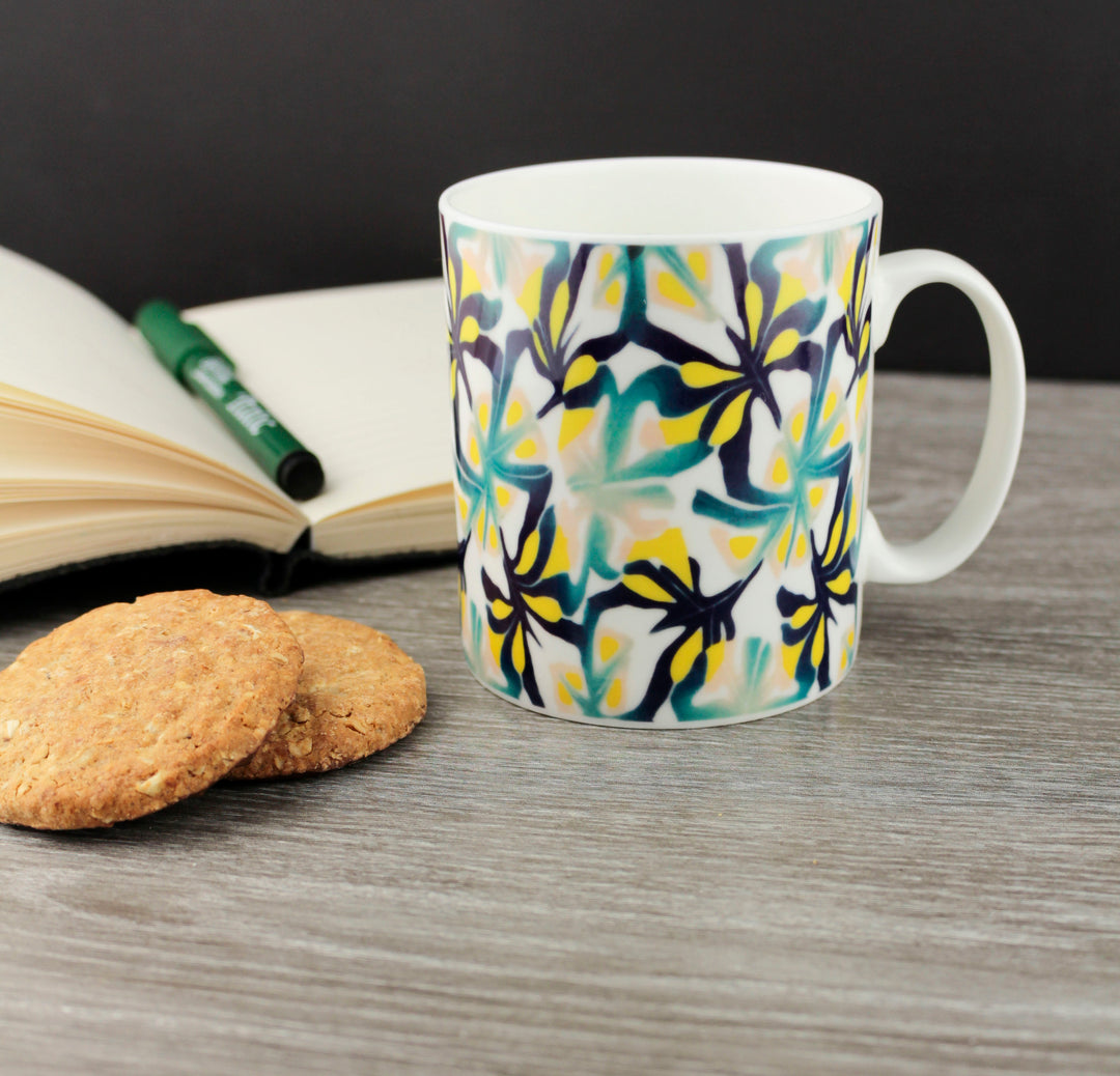 Navy Yellow Abstract Mug