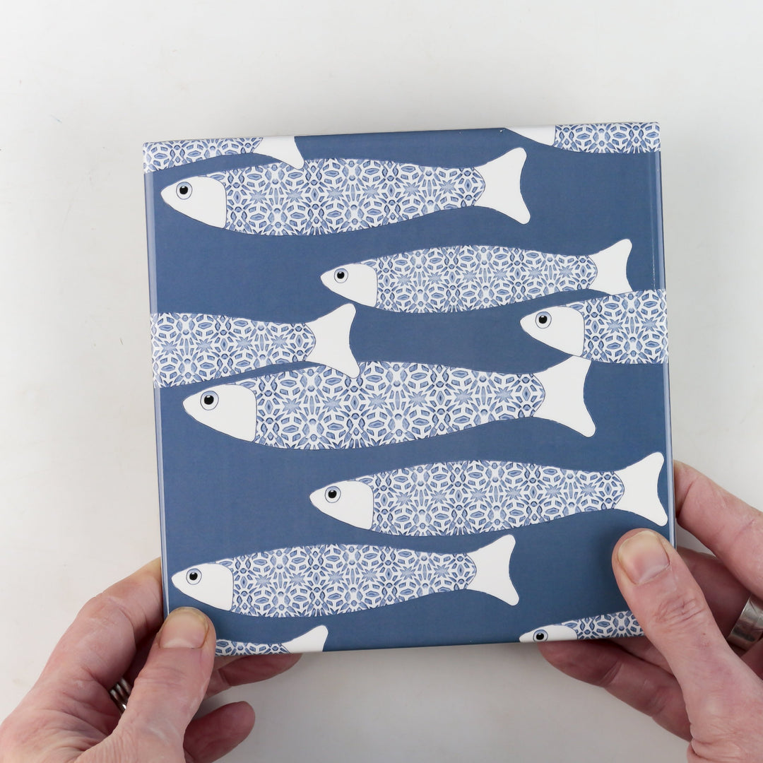 Ocean School tile - Teal -  FIRED INK Version