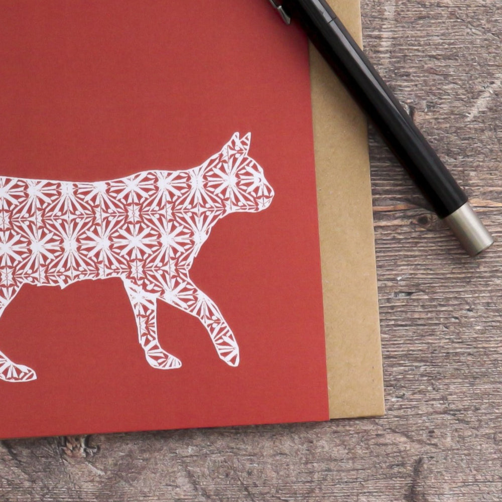 Red Cat Linocut card