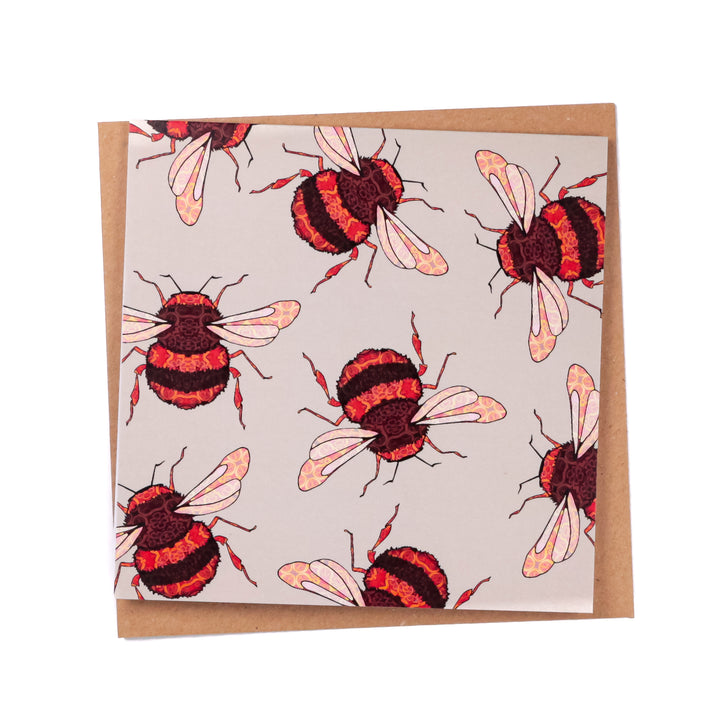 SALE Wandering Bumblebee Card - Pale Green / Beige