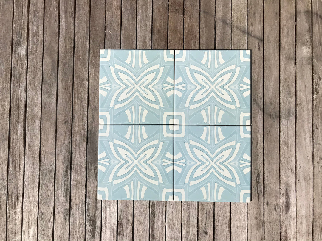 Aqua Star Tile -  FIRED INK Version