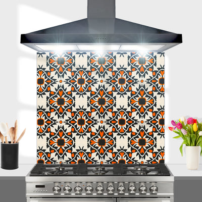 Aztec Orange Black Kitchen Splashback