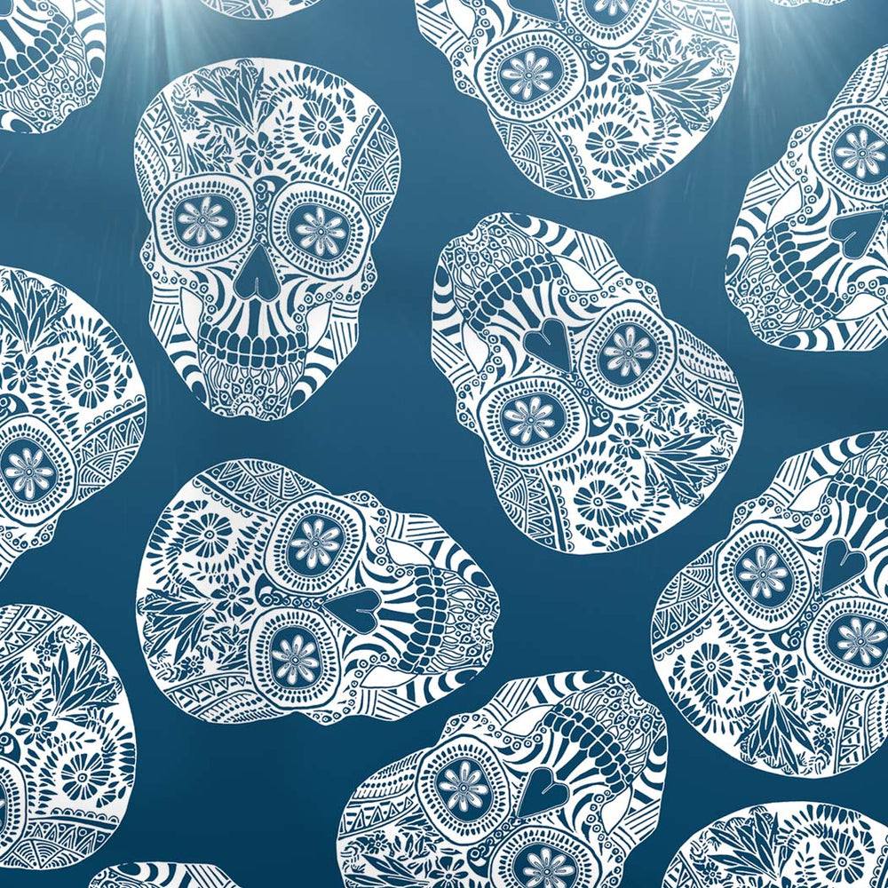 Skulls Splashback - Dark Blue and White