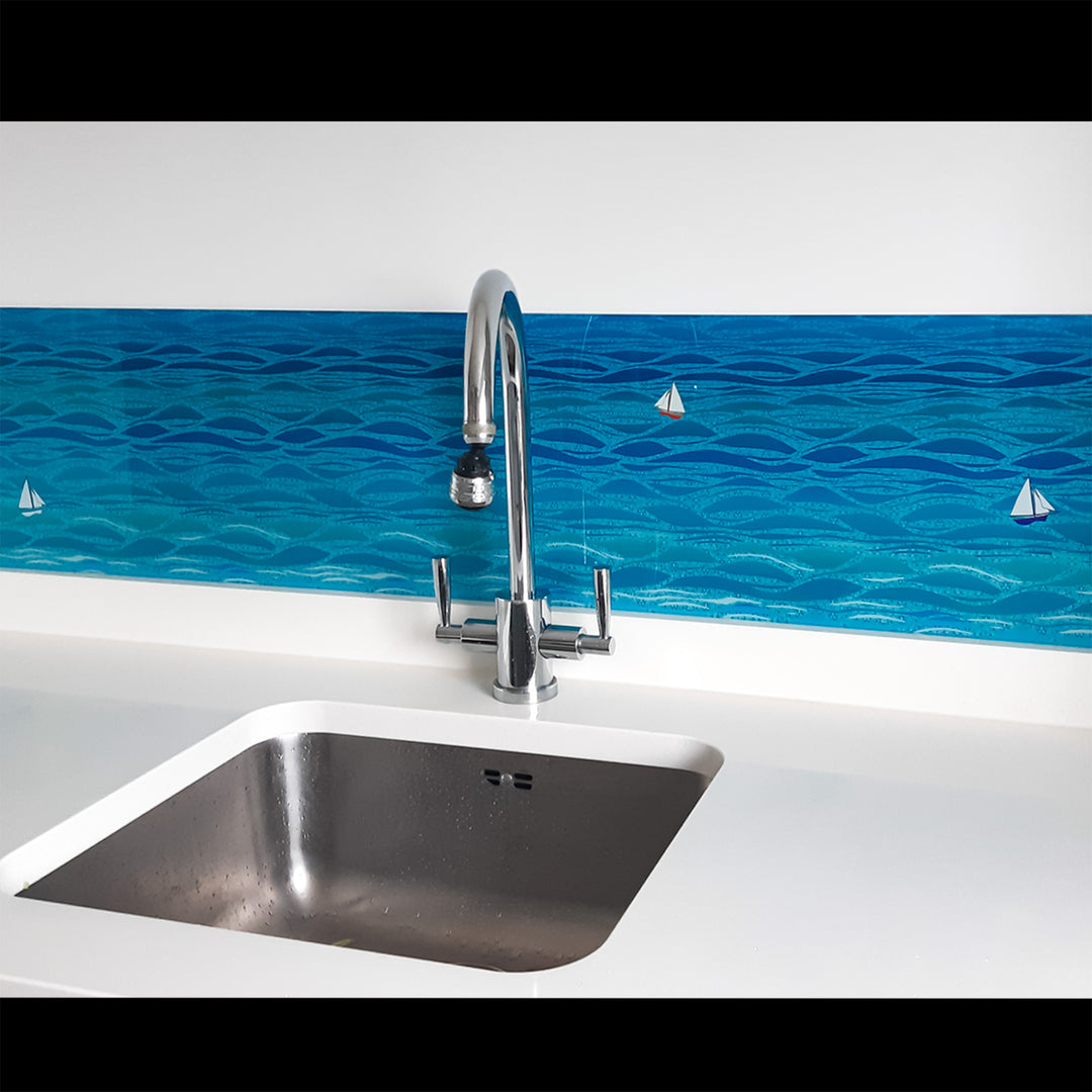 Caribbean Sea Kitchen Splashback - Boats Version