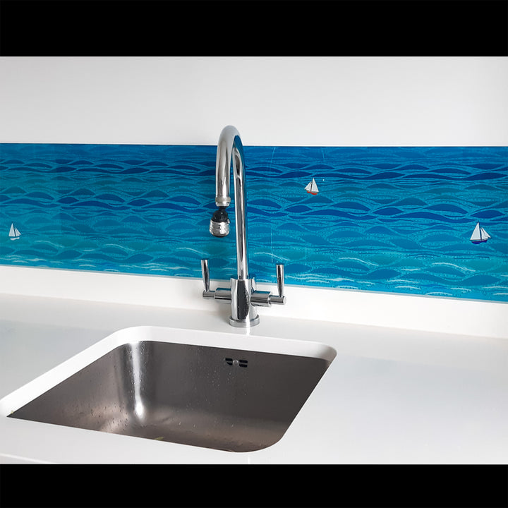 Caribbean Sea Kitchen Splashback - Boats Version