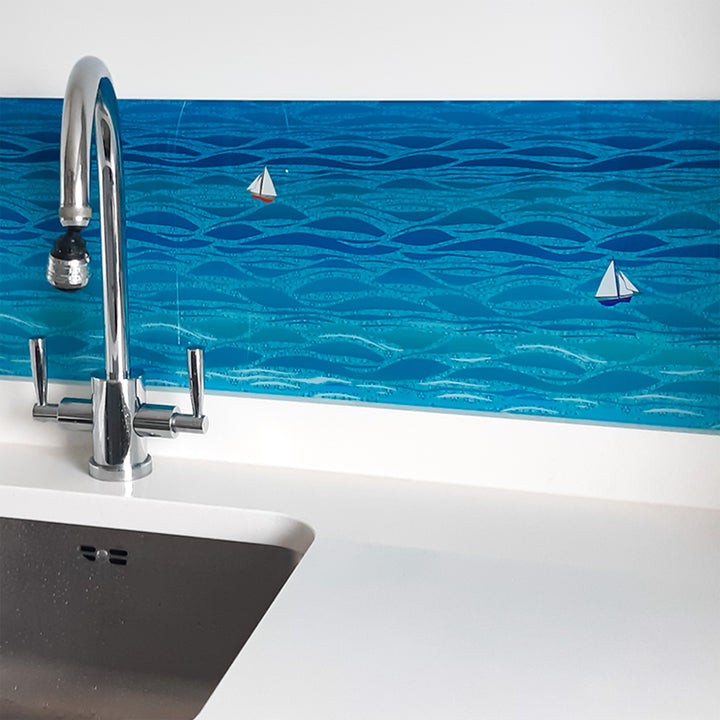 Caribbean Sea Kitchen Splashback - Boats Version