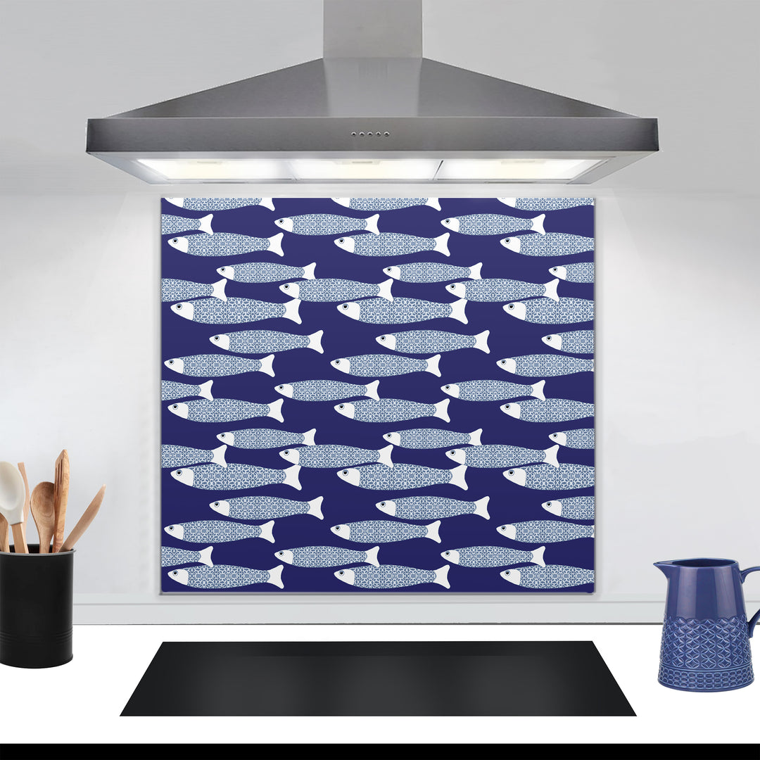 Ocean Shoal Kitchen Splashback - Navy Blue