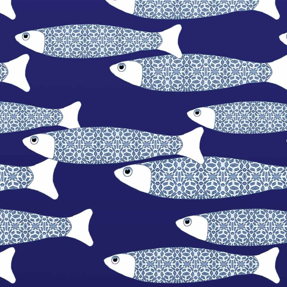 Ocean Shoal Kitchen Splashback - Navy Blue