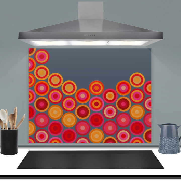 Volcanic Circles Kitchen Splashback - Red Orange Grey