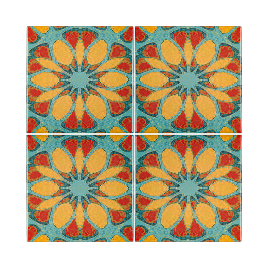 Moroccan Flower tiles - Large Scale - FIRED INK Version