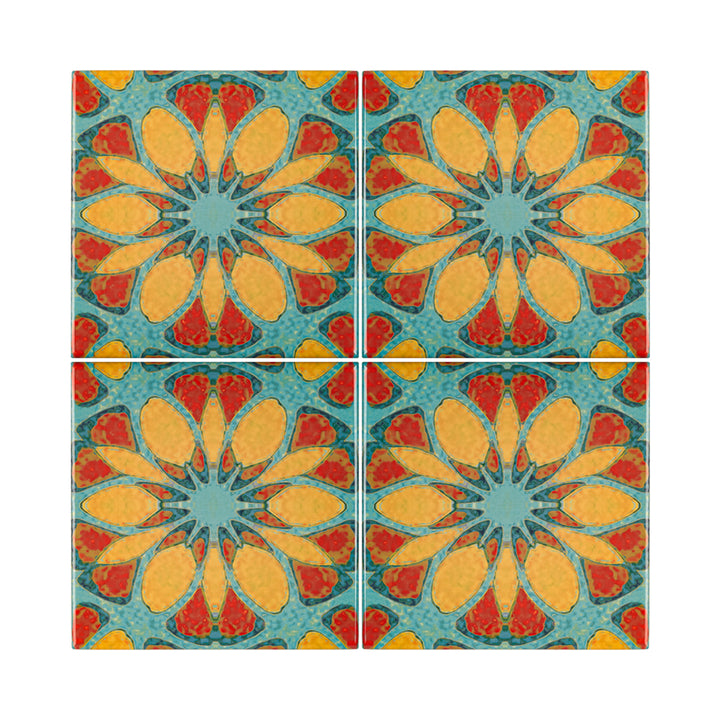 Moroccan Flower tiles - Large Scale - FIRED INK Version