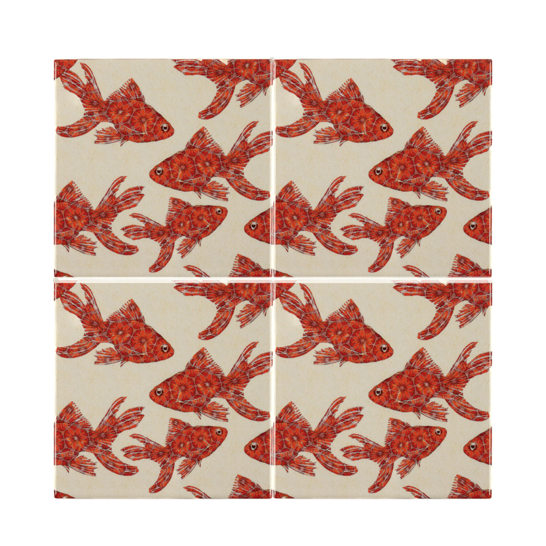 Goldfish tile - Standard Scale - FIRED INK Version