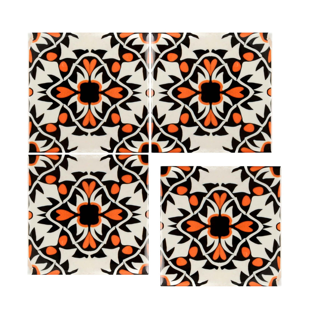 Aztec Orange Black Cream Tiles