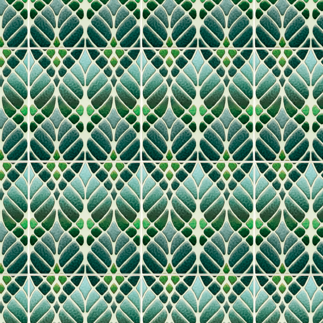 "Malachite Twining" Green blue kitchen tiles
