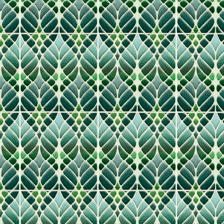 "Malachite Twining" Green blue kitchen tiles