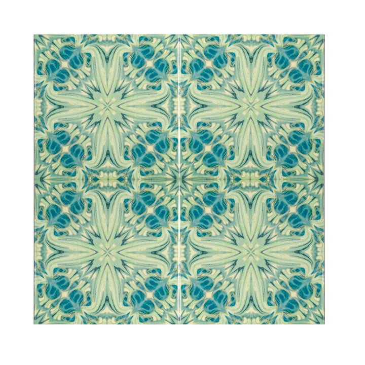 Blue Green Vintage Botanical Tiles