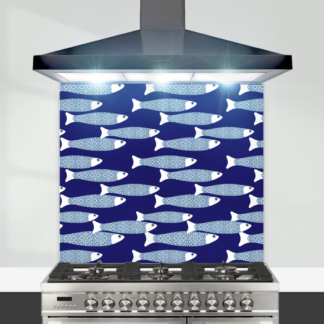Ocean Shoal Kitchen Splashback - Navy Blue