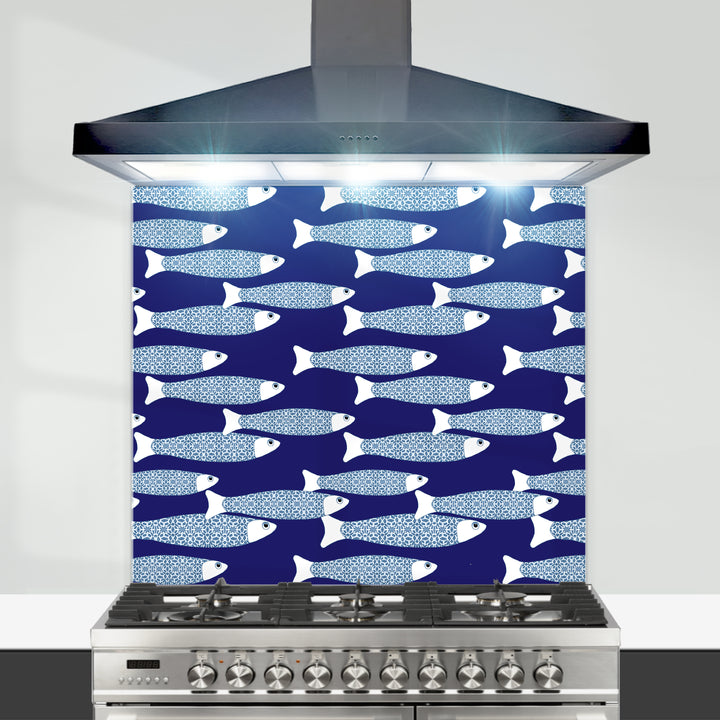 Ocean Shoal Kitchen Splashback - Navy Blue