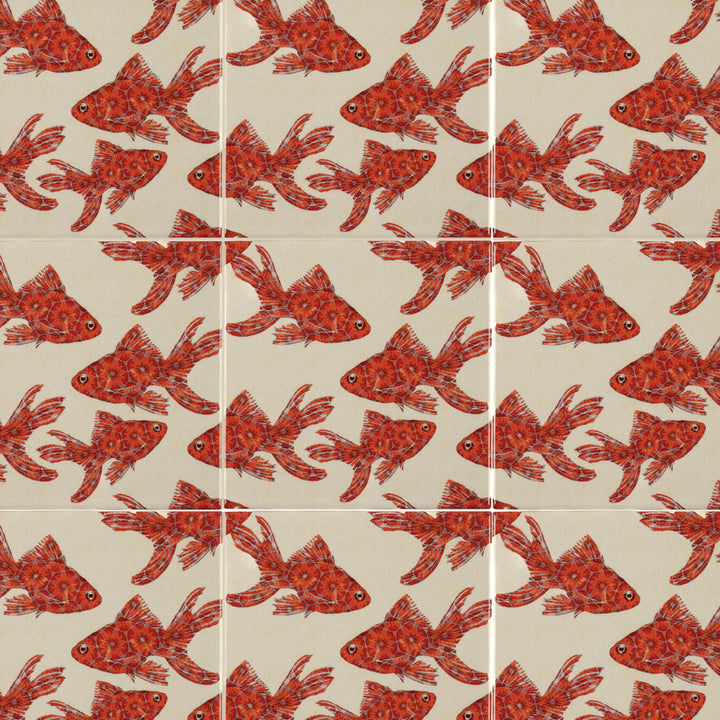 Goldfish tile - Standard Scale - FIRED INK Version