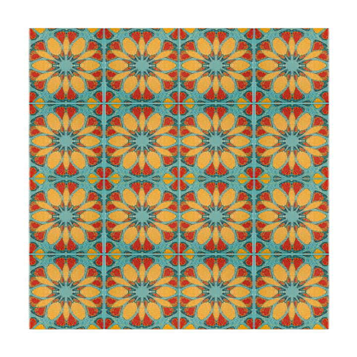 Moroccan Flower tiles - Large Scale - FIRED INK Version