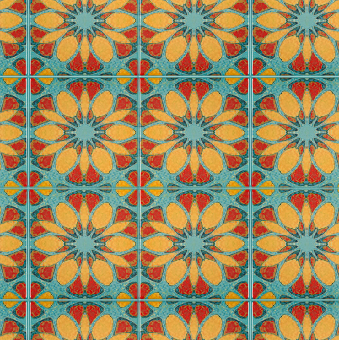 Moroccan Flower tiles - Large Scale - FIRED INK Version