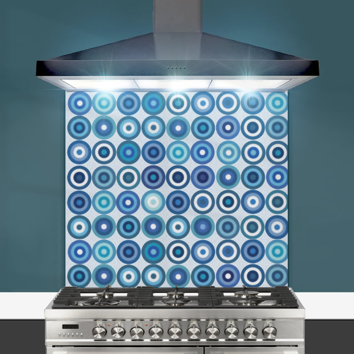 Blue Grey Turquoise Circles Kitchen Splashback