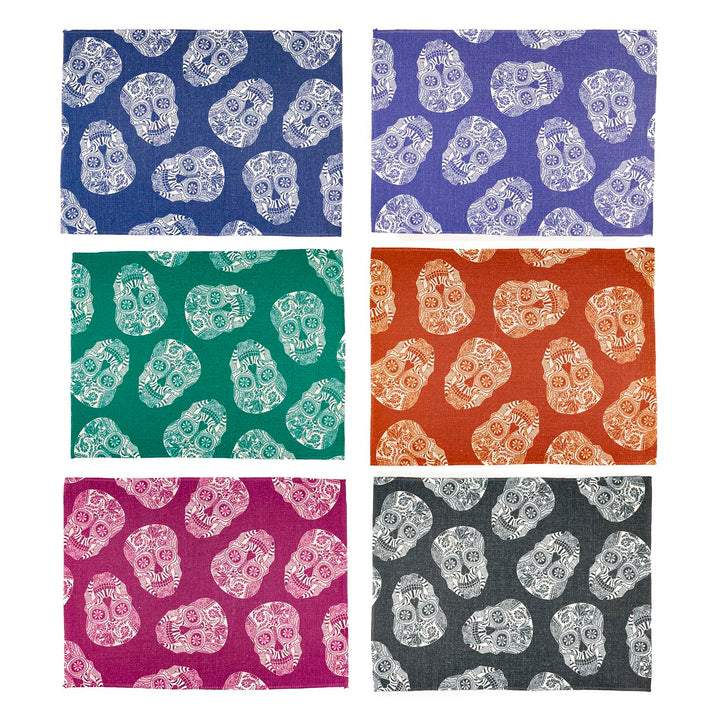 Tumbling Skulls / Day of the Dead Fabric Placemat