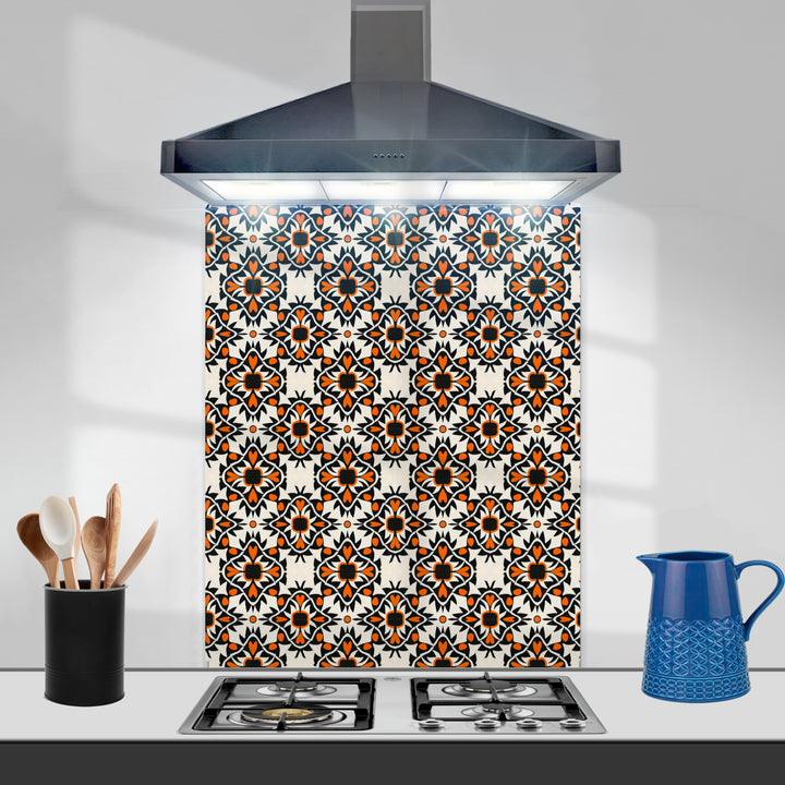 Aztec Orange Black Kitchen Splashback