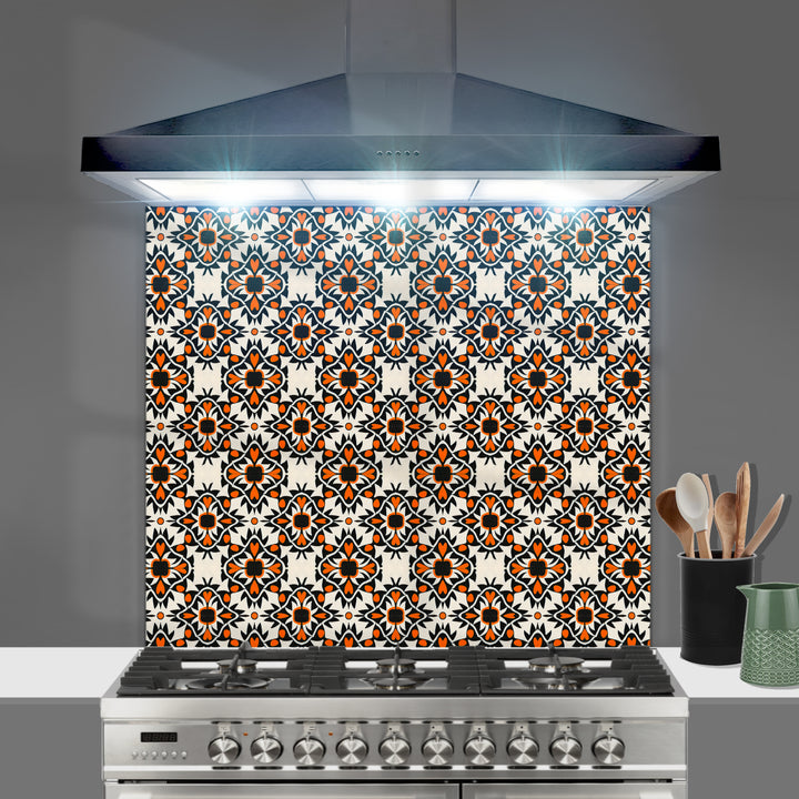 Aztec Orange Black Kitchen Splashback