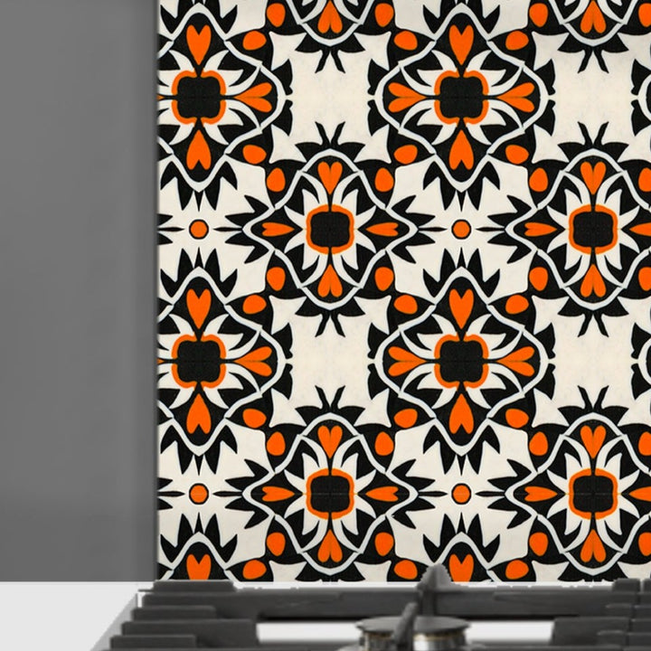 Aztec Orange Black Kitchen Splashback