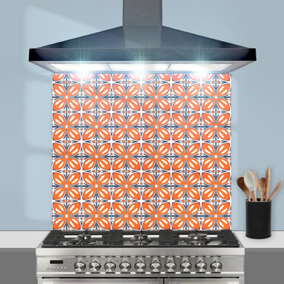 Flower Power Orange Kitchen Splashback