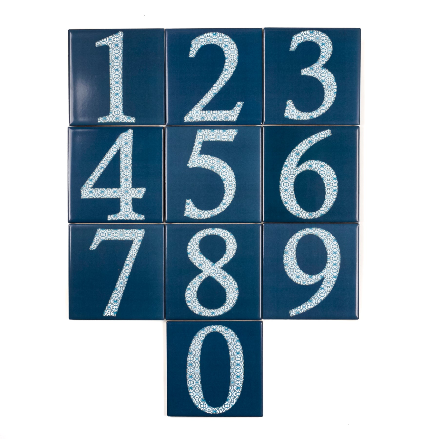 Numbers Inlay Designs Ceramic Numerals - Decorative Tile Numbers - FIRED INK Version ...