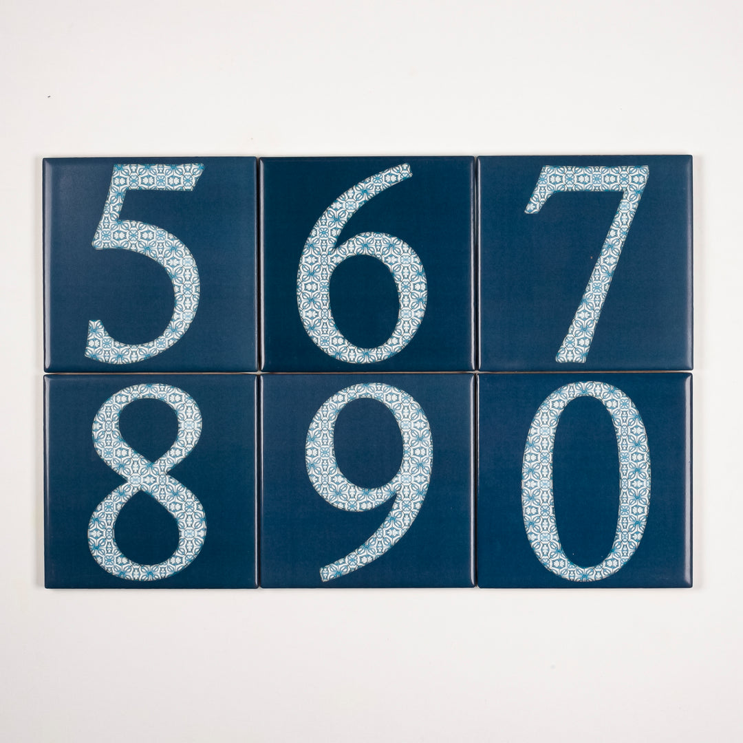 Ceramic Numerals  - Decorative Tile Numbers -  FIRED INK Version