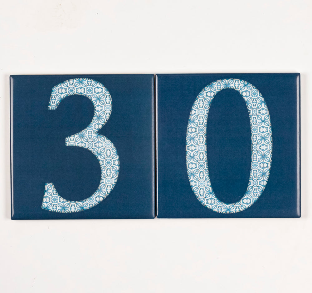 Ceramic Numerals  - Decorative Tile Numbers -  FIRED INK Version
