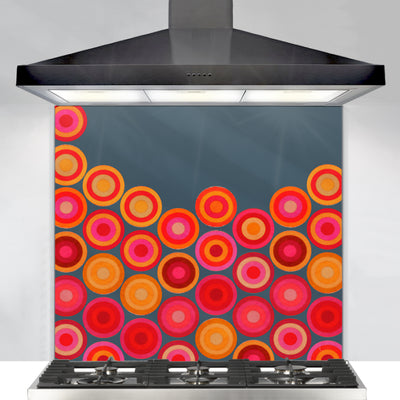 Volcanic Circles Kitchen Splashback - Red Orange Grey