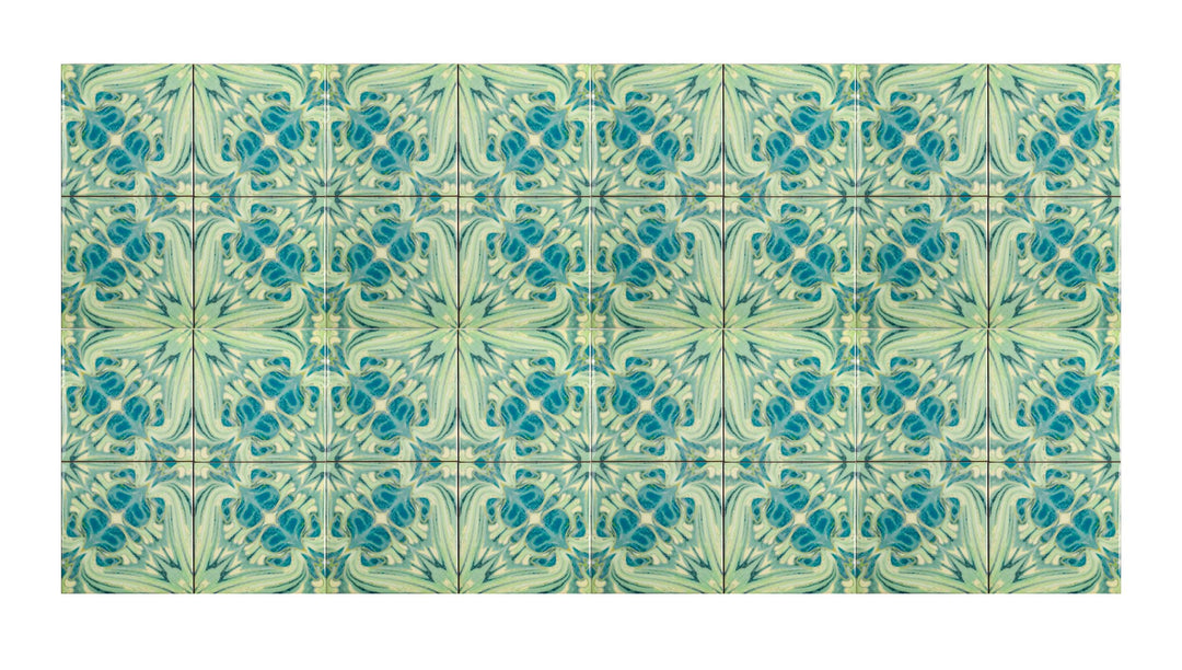 Blue Green Vintage Botanical Tiles