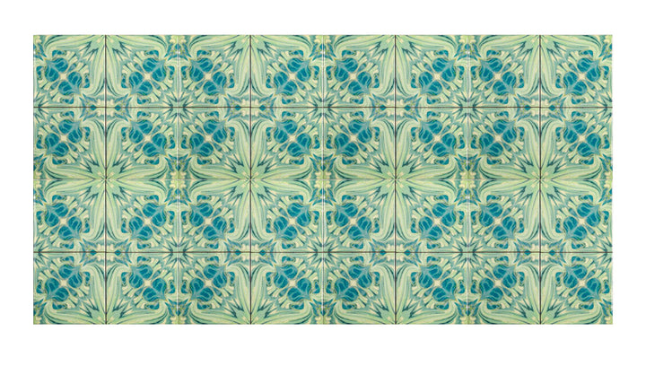 Blue Green Vintage Botanical Tiles