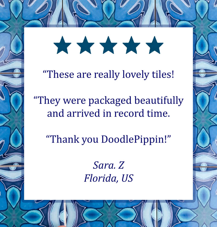 Moroccan Flower Orange Yellow tiles -  FIRED INK Version