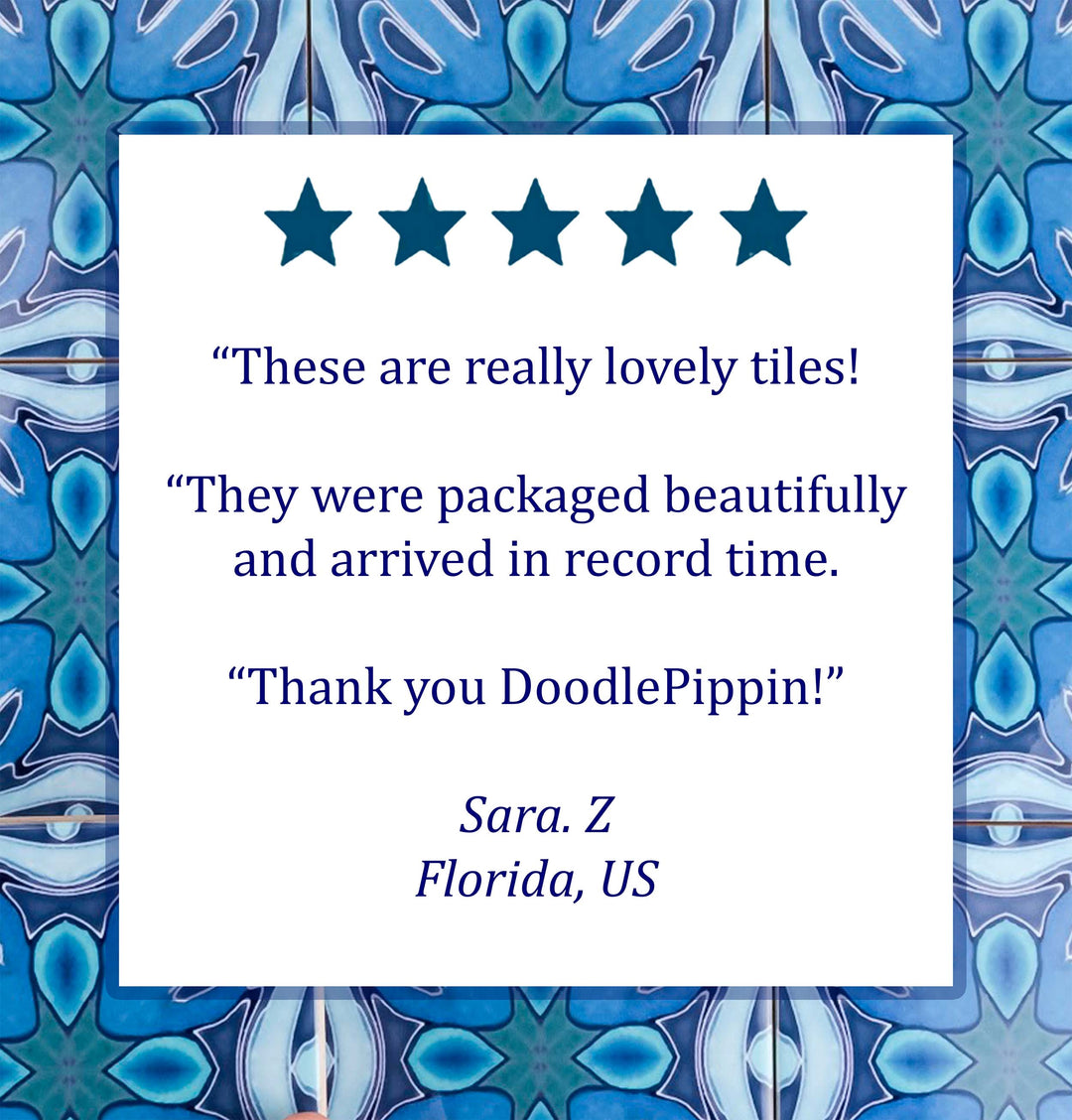 Moroccan Flower tiles - Large Scale - FIRED INK Version