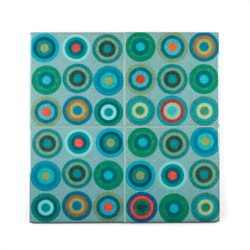 Abstract Circles Green blue tiles