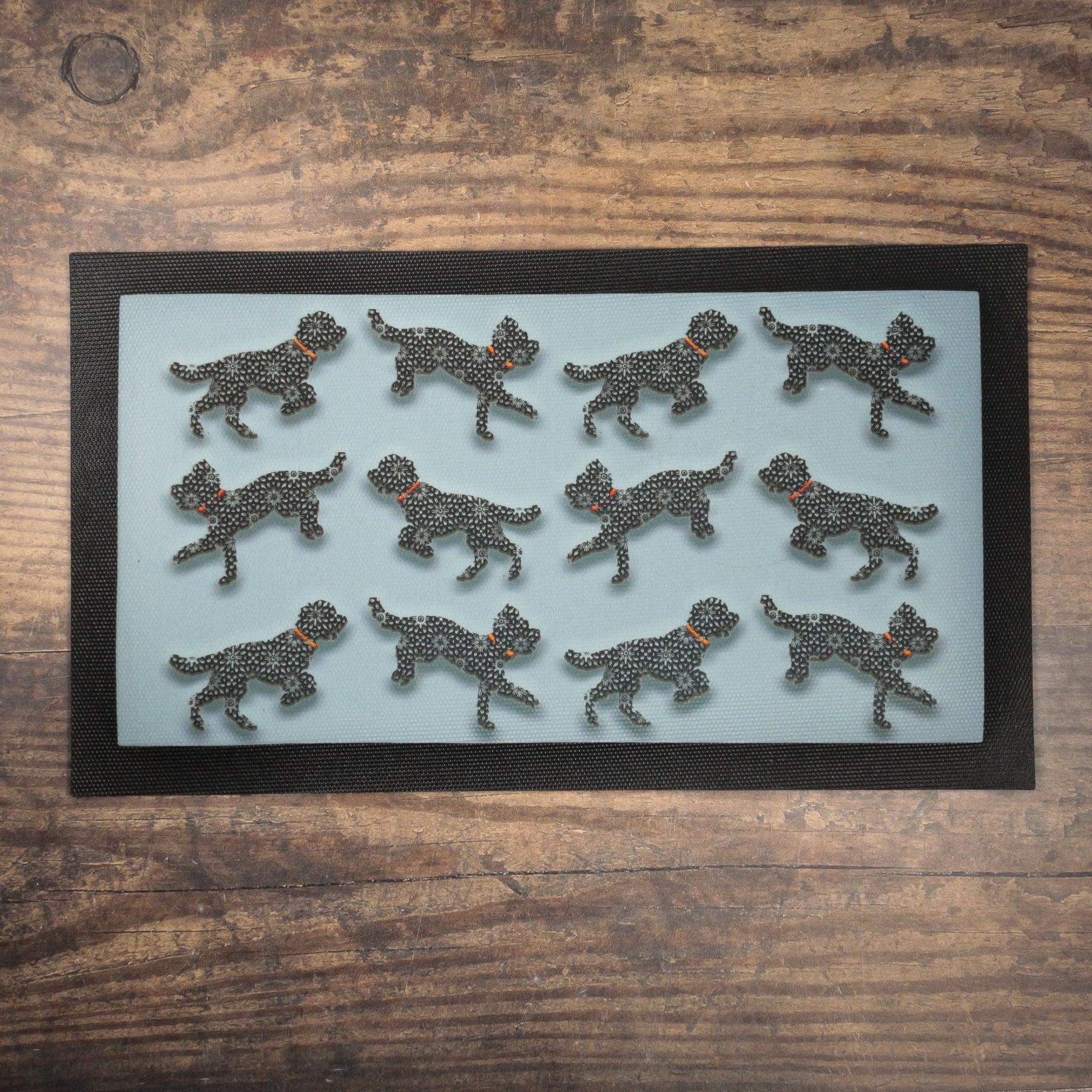 'Bounding Cockapoo' Pet Food Mat - Blue and White – DoodlePippin