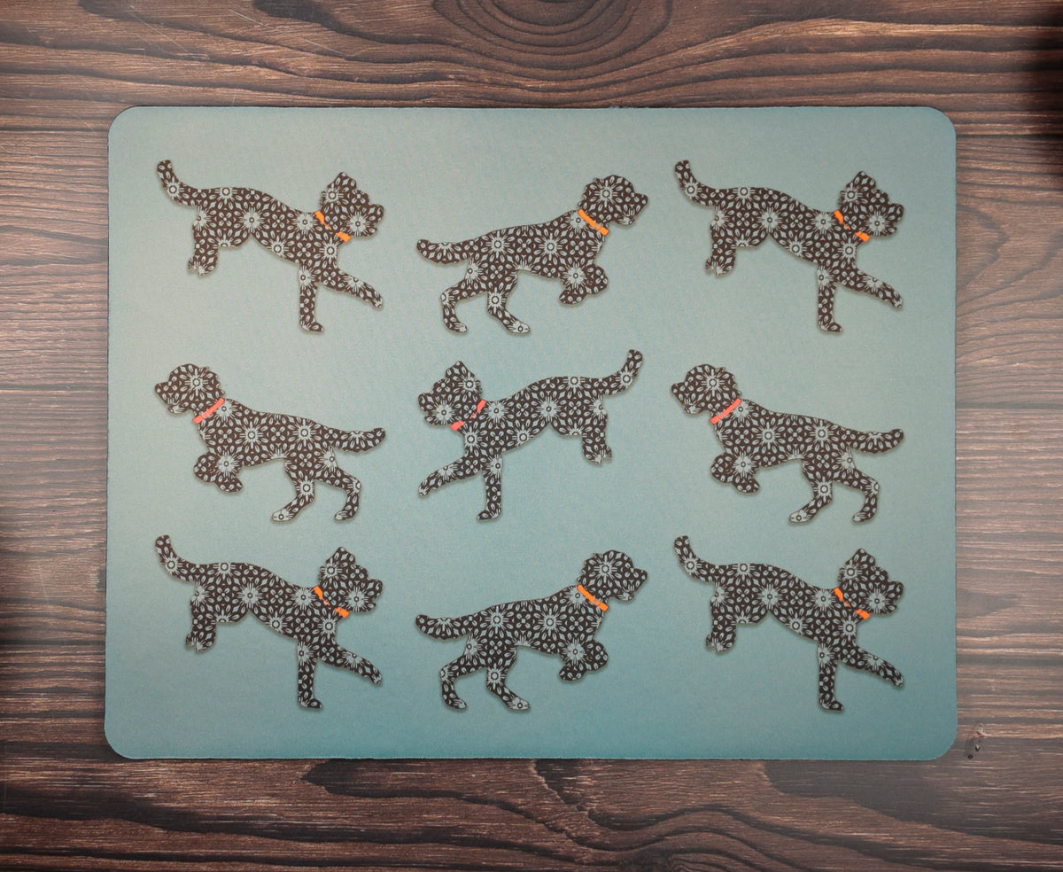 SALE Bounding Cockapoo Large Pet Food Mat - Dark Grey / Red – DoodlePippin