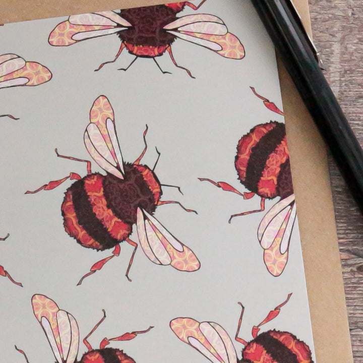 SALE Wandering Bumblebee Card - Pale Green / Beige