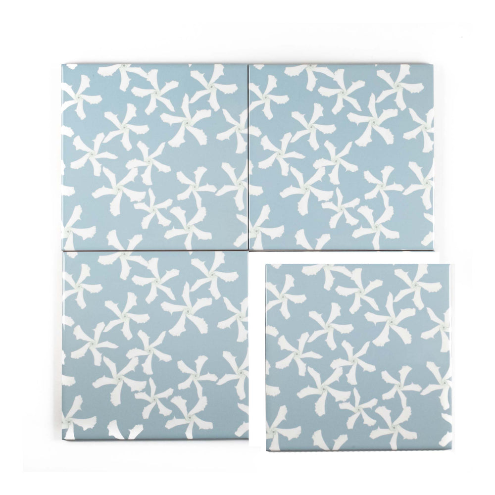 Star Jasmine Flower tiles - aqua