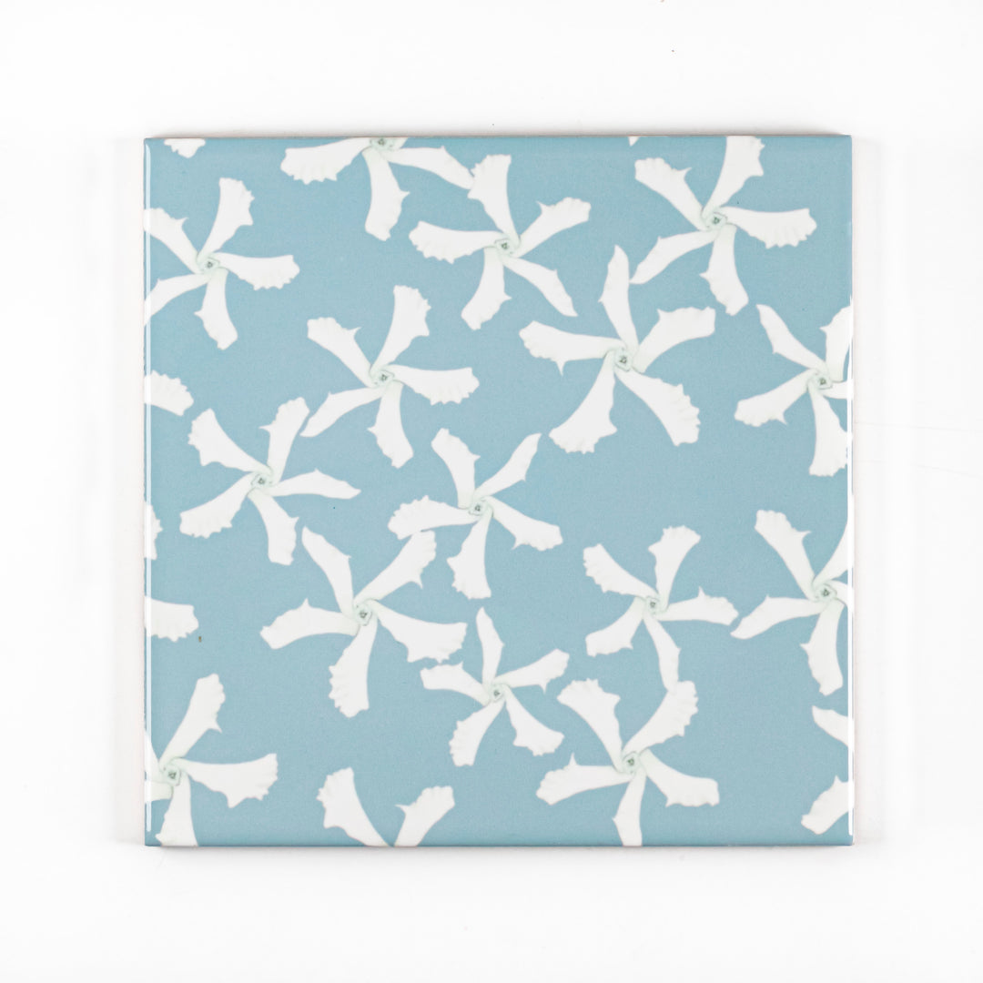 Star Jasmine Flower tiles - aqua