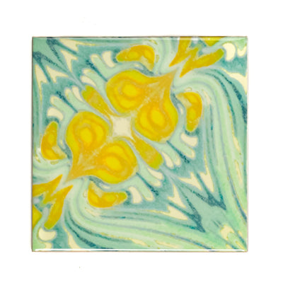 Yellow Green Vintage Botanical Tiles - Large Scale