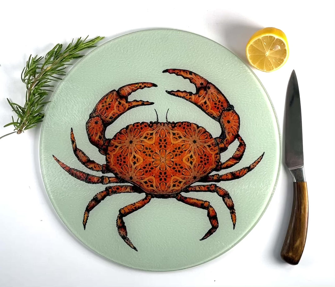Crab on Light Grey - Chopping Board (circular)