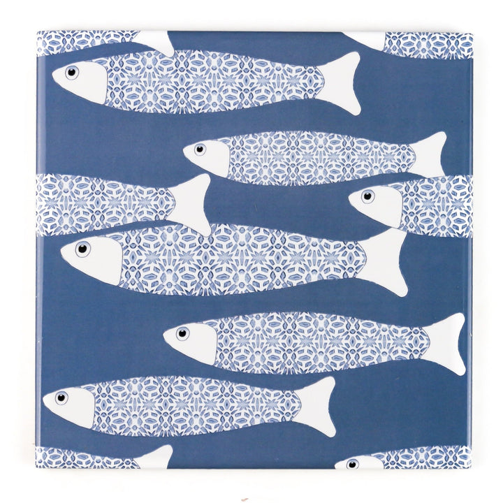 Ocean School tile - Teal -  FIRED INK Version