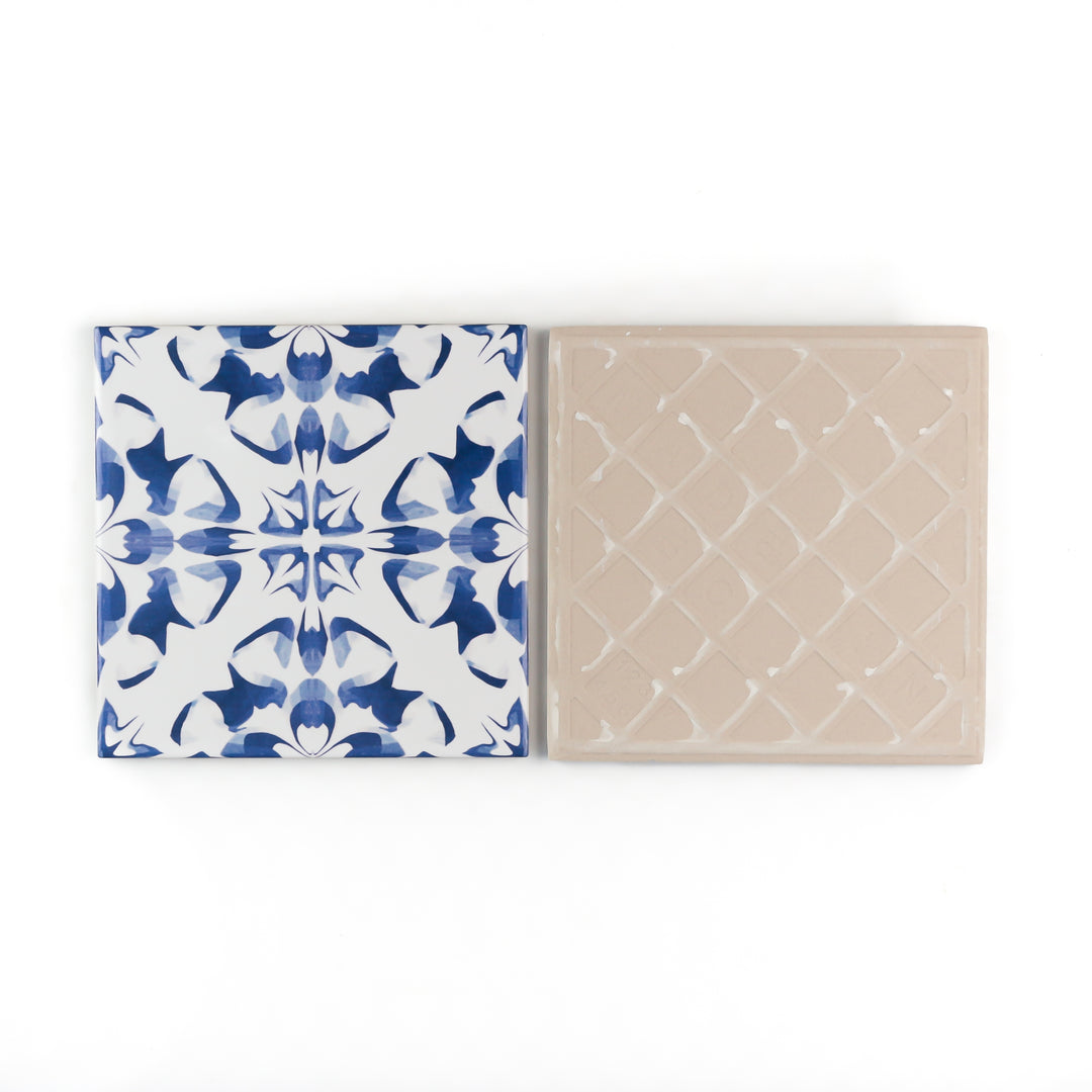 Blue White Dutch Delft tile -  FIRED INK Version