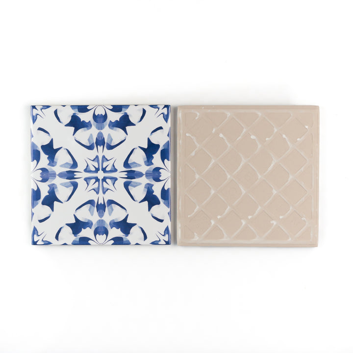 Blue White Dutch Delft tile -  FIRED INK Version